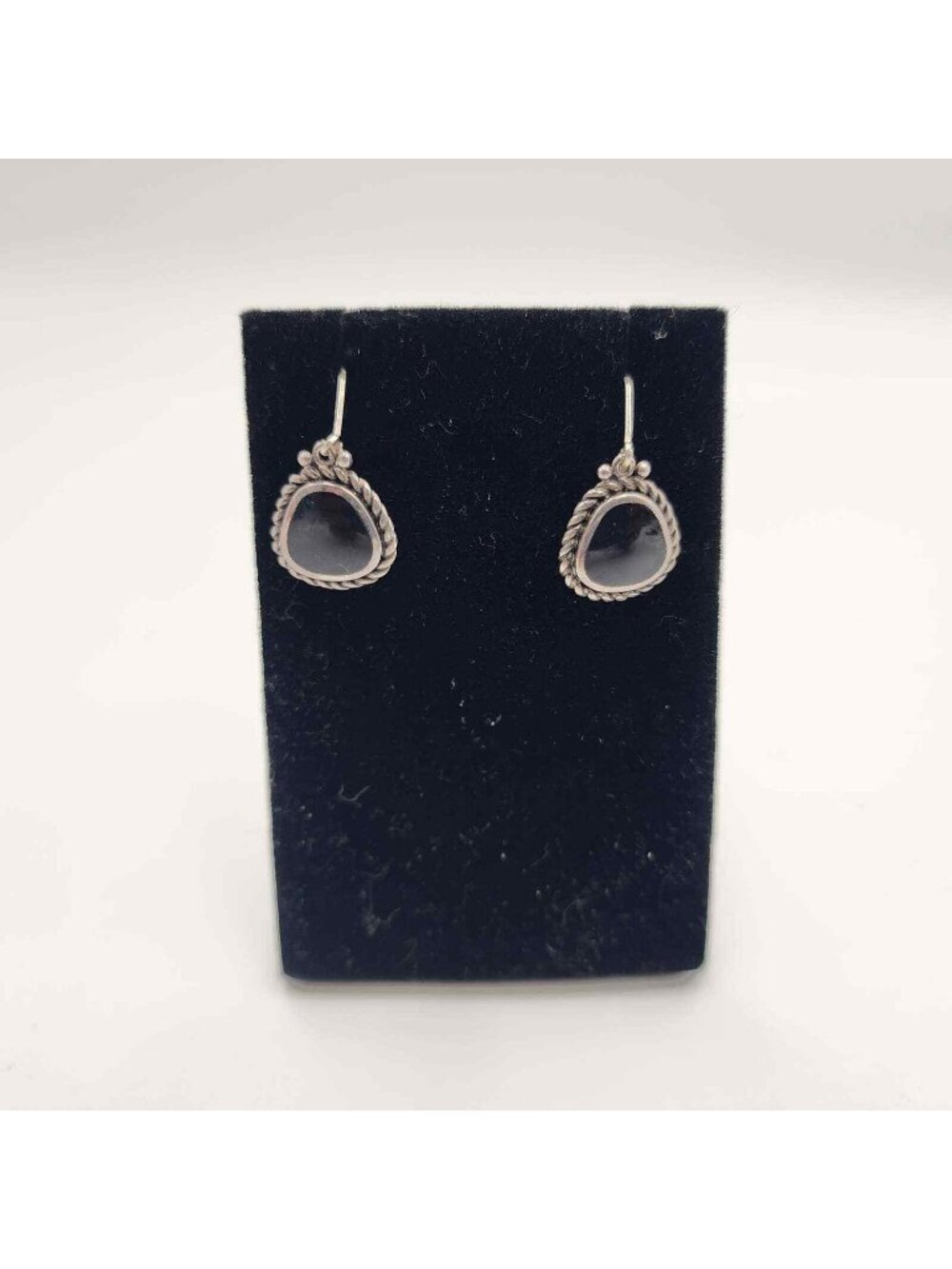 CFJ Onyx Sterling Silver Dangle Earrings Vintage